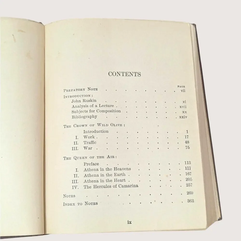 Antique Ruskin's Crown Of Wild Olive And Queen Of The Air Hardcover Book